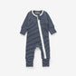 Organic Cotton Striped Peek-A-Poo Pajama in Navy Blue