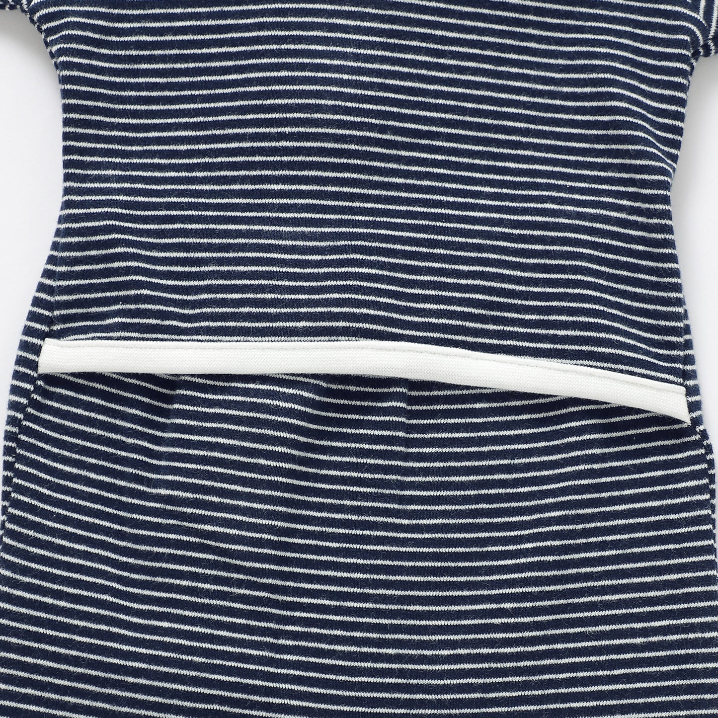 Organic Cotton Striped Peek-A-Poo Pajama in Navy Blue