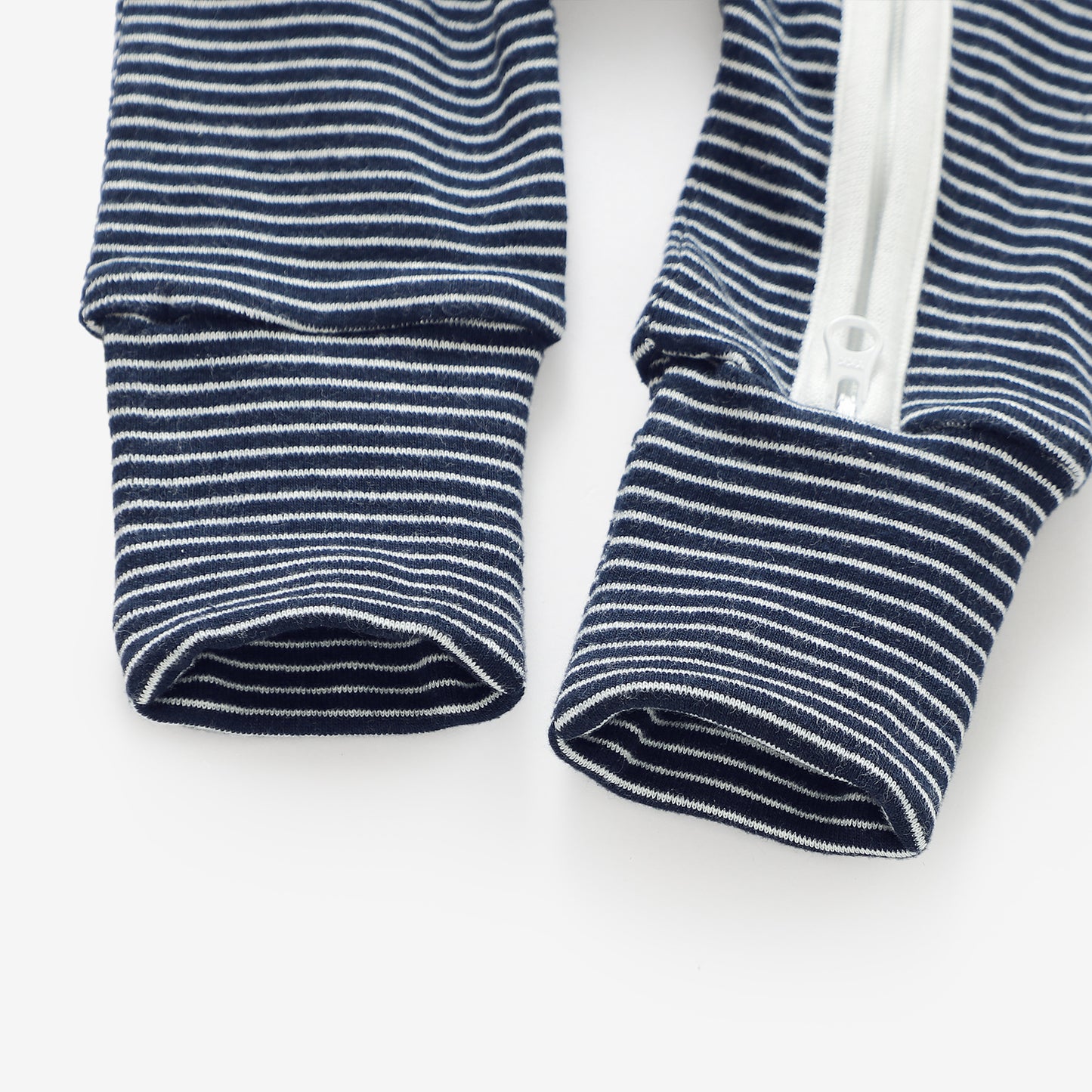 Organic Cotton Striped Peek-A-Poo Pajama in Navy Blue