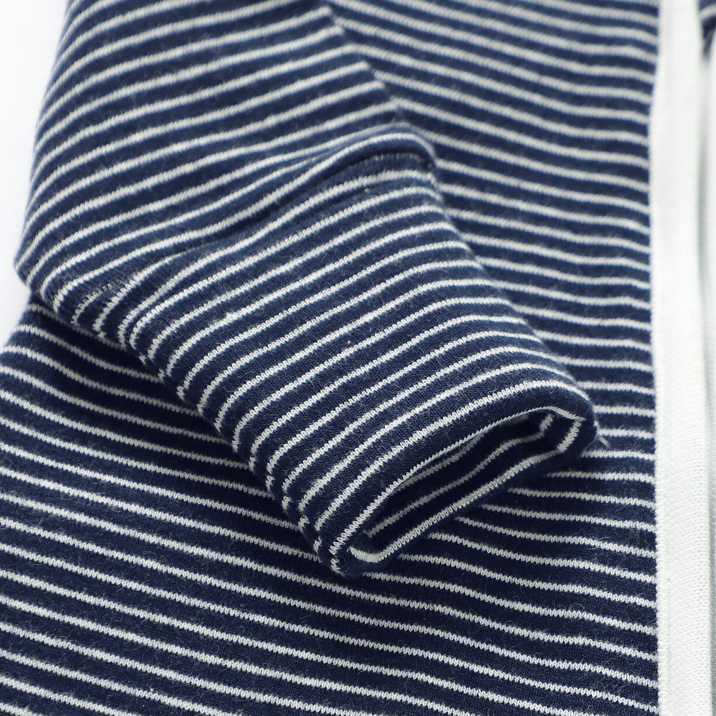 Organic Cotton Striped Peek-A-Poo Pajama in Navy Blue