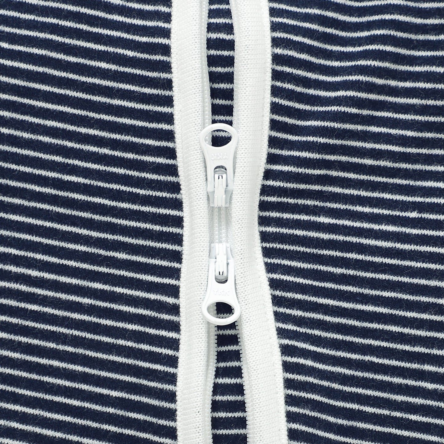 Organic Cotton Striped Peek-A-Poo Pajama in Navy Blue