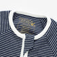 Organic Cotton Striped Peek-A-Poo Pajama in Navy Blue