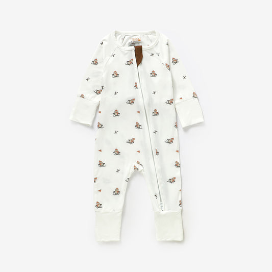 Peek-A-Poo Bamboo Pajama in Ski Penguin