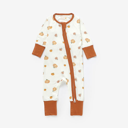 Peek-A-Poo Bamboo Pajama in Pumpkin