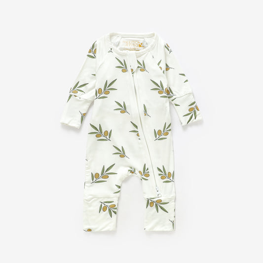 Peek-A-Poo Bamboo Pajama in Olives
