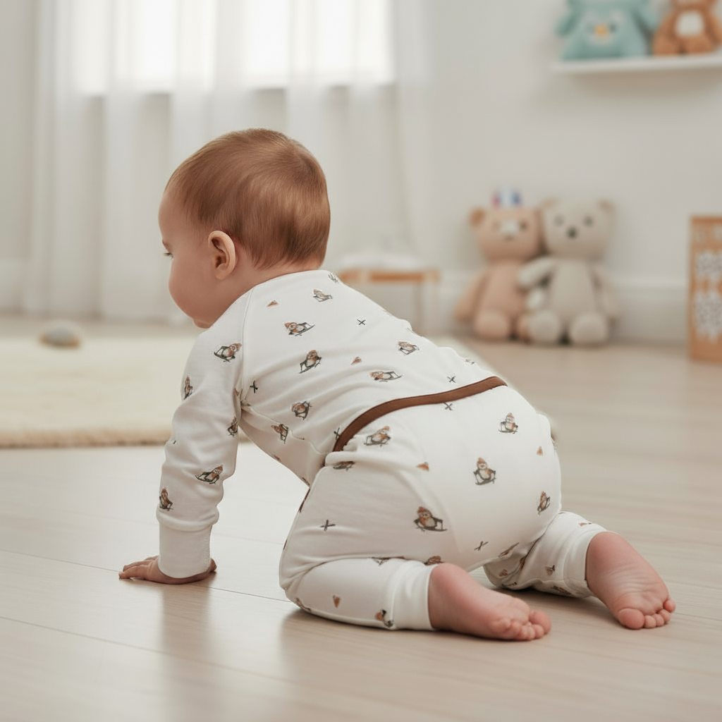 Peek-A-Poo Bamboo Pajama in Ski Penguin