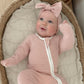 Organic Cotton Striped Peek-A-Poo Pajama in Pink
