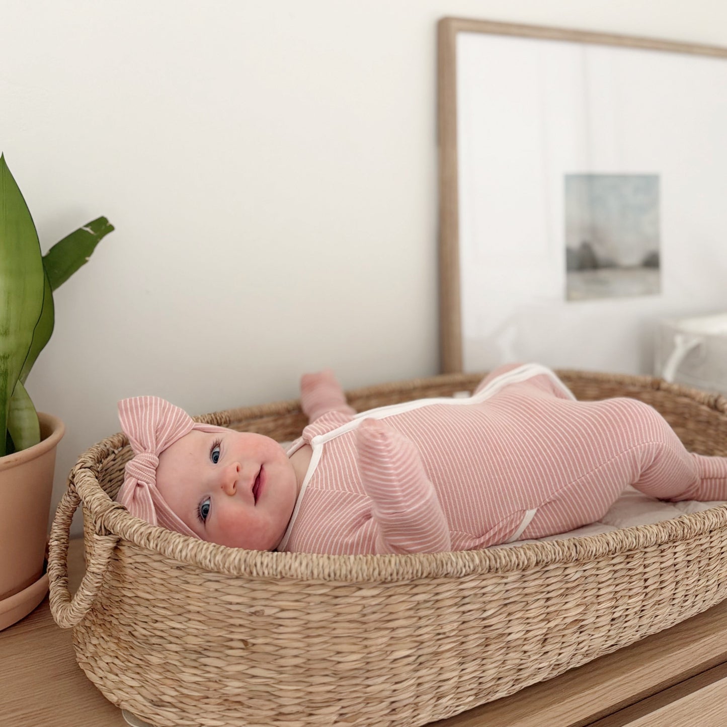 Organic Cotton Striped Peek-A-Poo Pajama in Pink