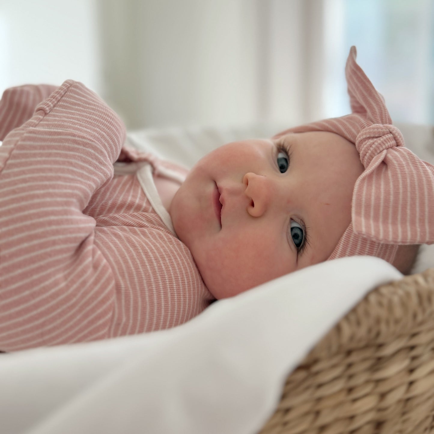 Organic Cotton Striped Peek-A-Poo Pajama in Pink