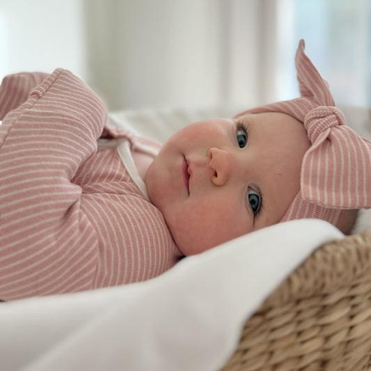 Organic Cotton Striped Peek-A-Poo Pajama in Pink