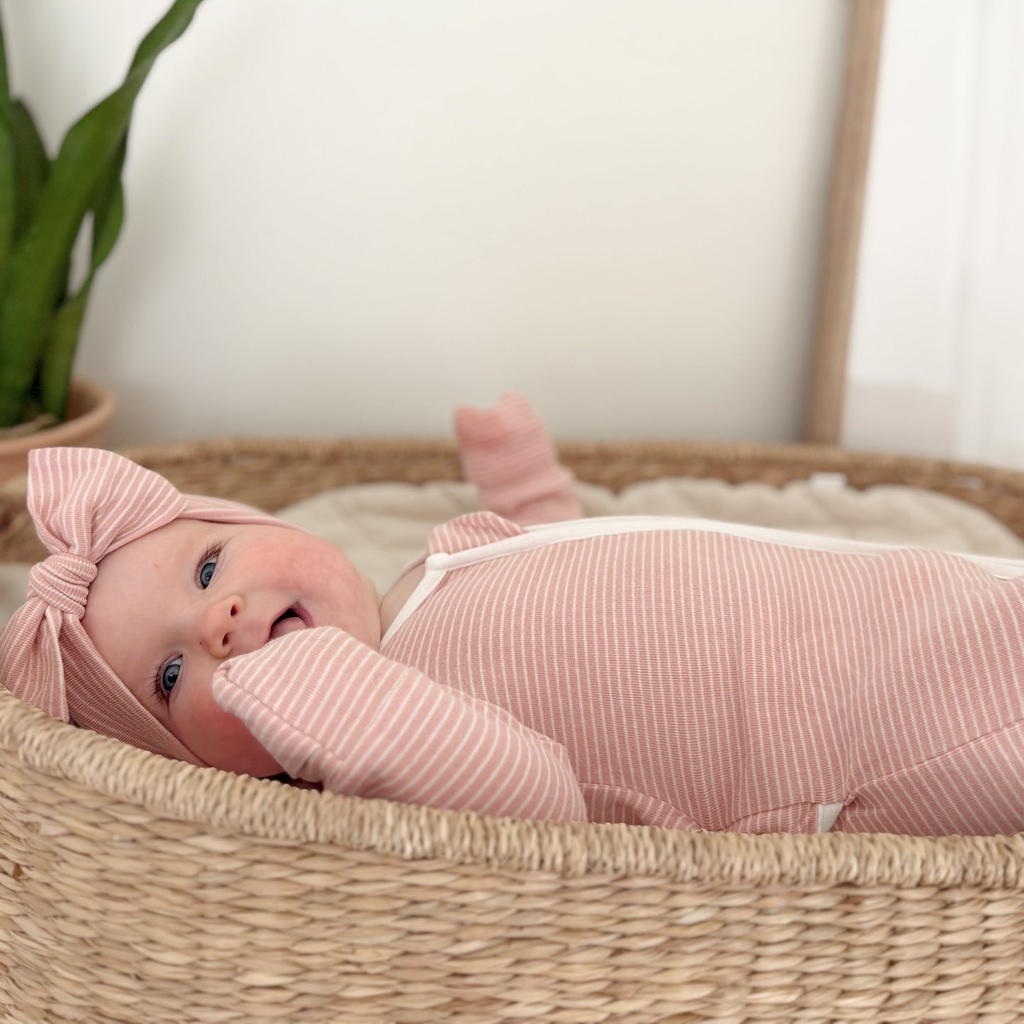 Organic Cotton Striped Peek-A-Poo Pajama in Pink