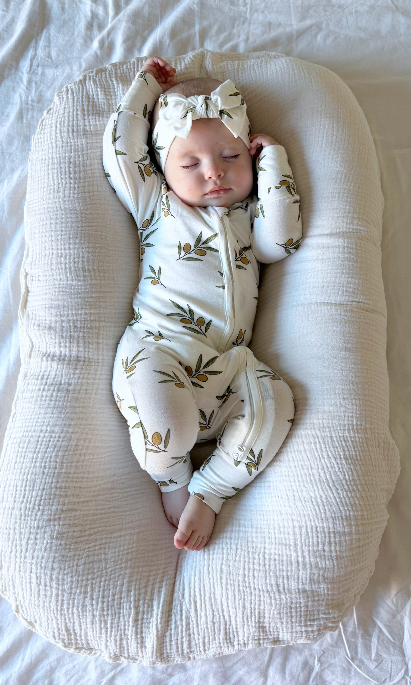 Peek-A-Poo Bamboo Pajama in Olives