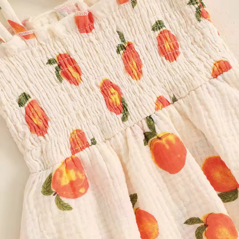 Peach Smocked Bubble Romper + Headband
