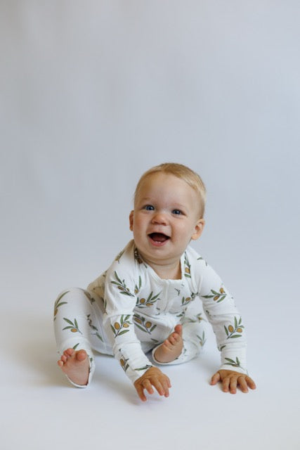 Peek-A-Poo Bamboo Pajama in Olives