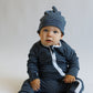 Organic Cotton Striped Peek-A-Poo Pajama in Navy Blue